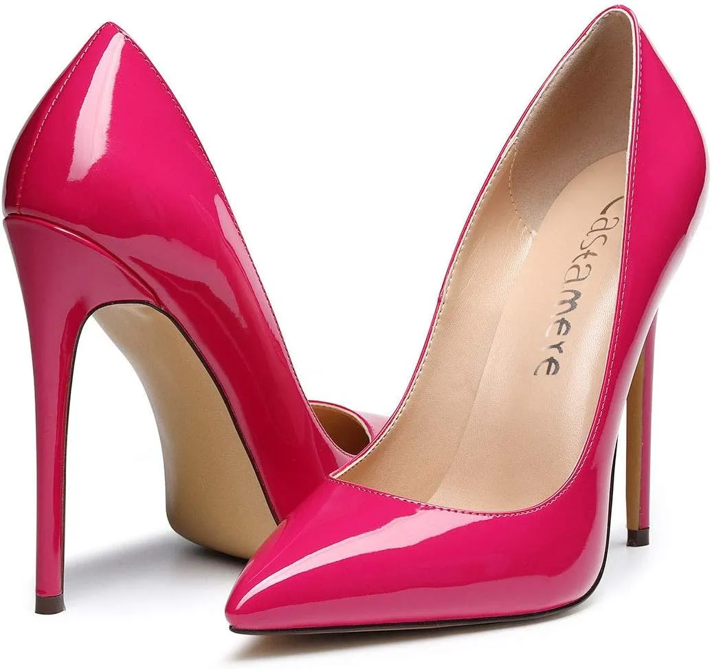 Castamere Womens High Heel Pumps Slip-on Pointy-Toe Elegant Stilettos Comfort Sexy Heel Shoes 4.7Inch Heels Black Lining