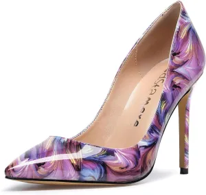 Castamere Womens High Heels Pointed-Toe Slip-on Stilettos Pumps 4Inch Heel Shoes