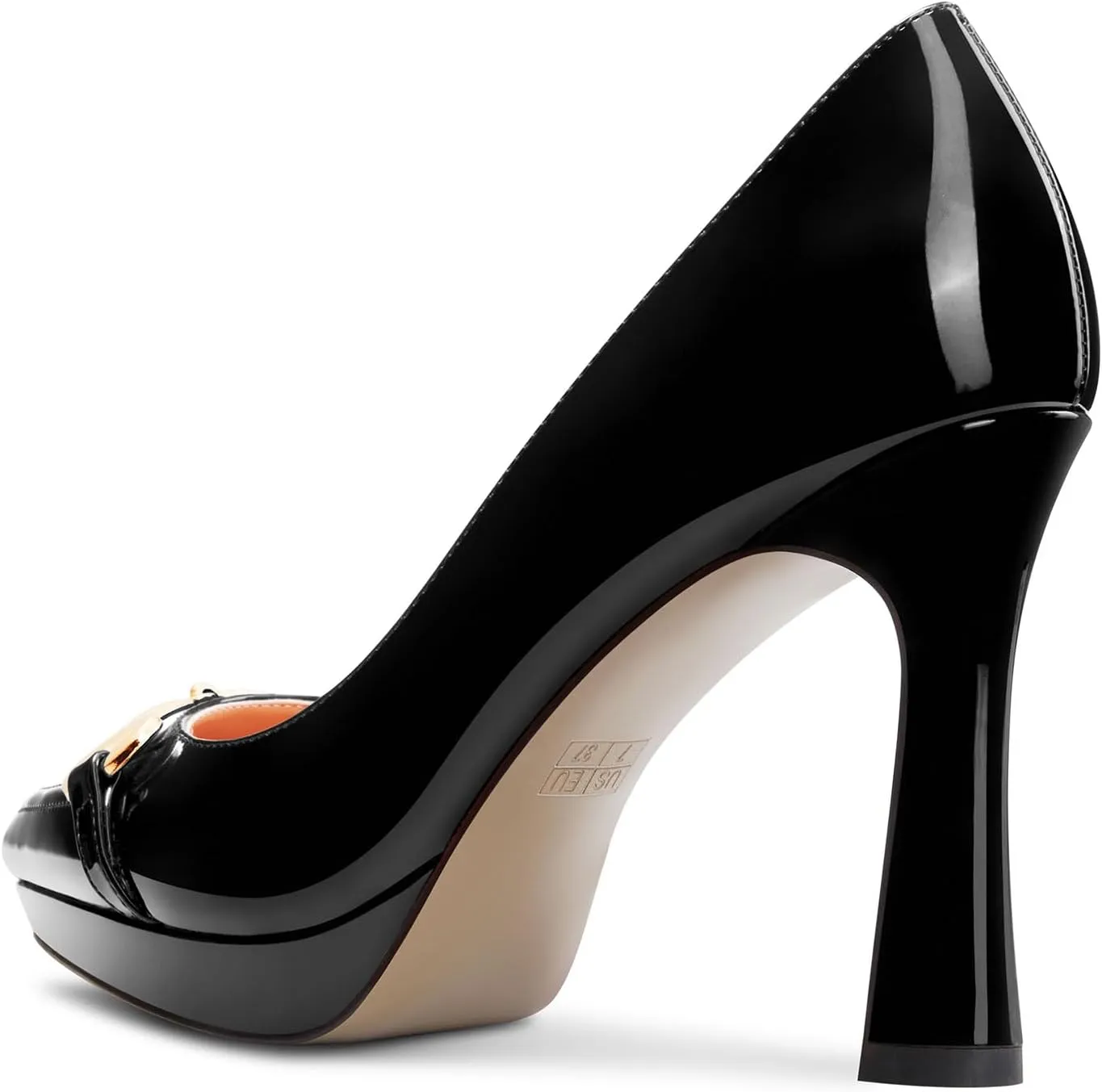 Castamere Womens High Platform Heel Pointed Toe Slip-on Metal Chain Pumps Wedding Office Casual 3.9 Inches Heels