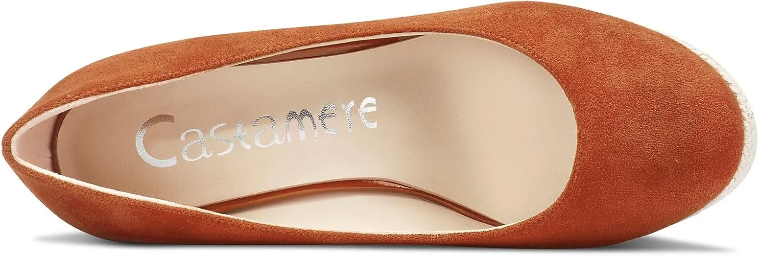 Castamere Womens Platform High Heel Round Toe Pumps Slip-on Wedding Office Classic Shoes 3.9 Inches Heels
