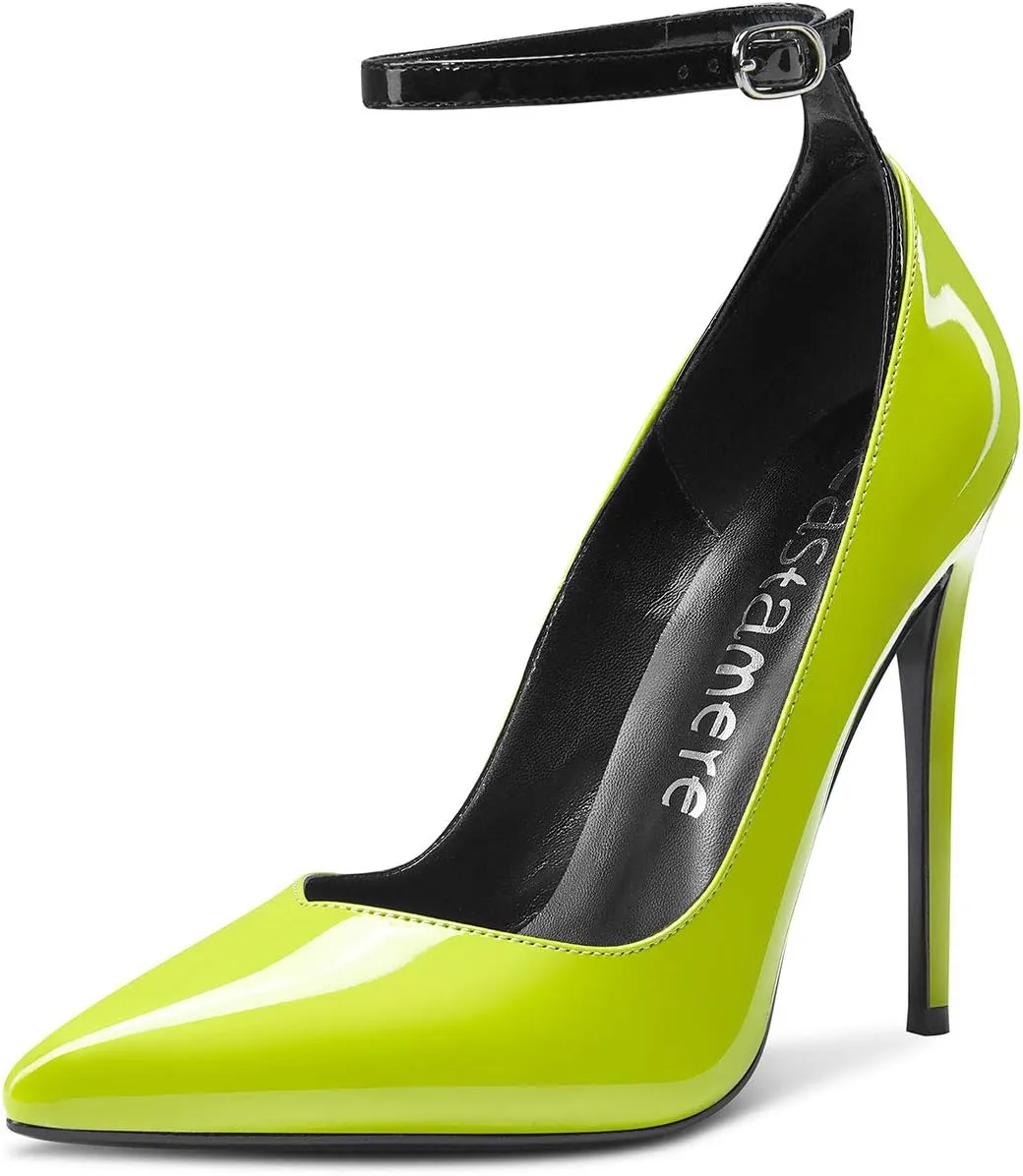 Castamere Womens Sexy Ankle Strap High Heels Pumps Elegant Pointy Toe Stilettos 12CM Heel Shoes