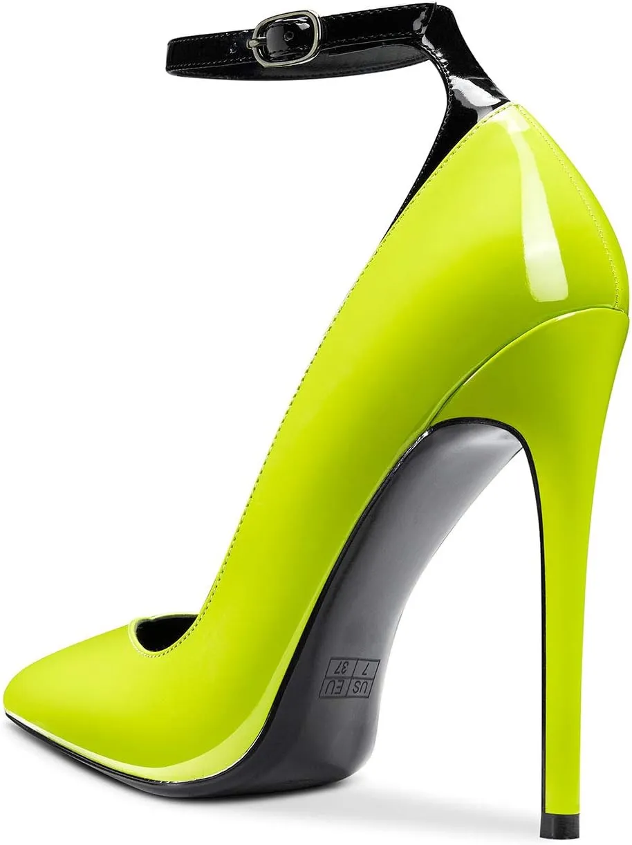 Castamere Womens Sexy Ankle Strap High Heels Pumps Elegant Pointy Toe Stilettos 12CM Heel Shoes