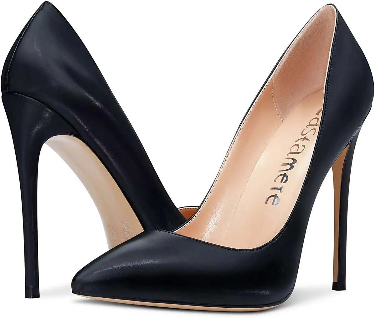 Castamere Womens Sky High Heels Basic Pumps Pointed-Toe Slip-On Stilettos 12CM Heel Shoes