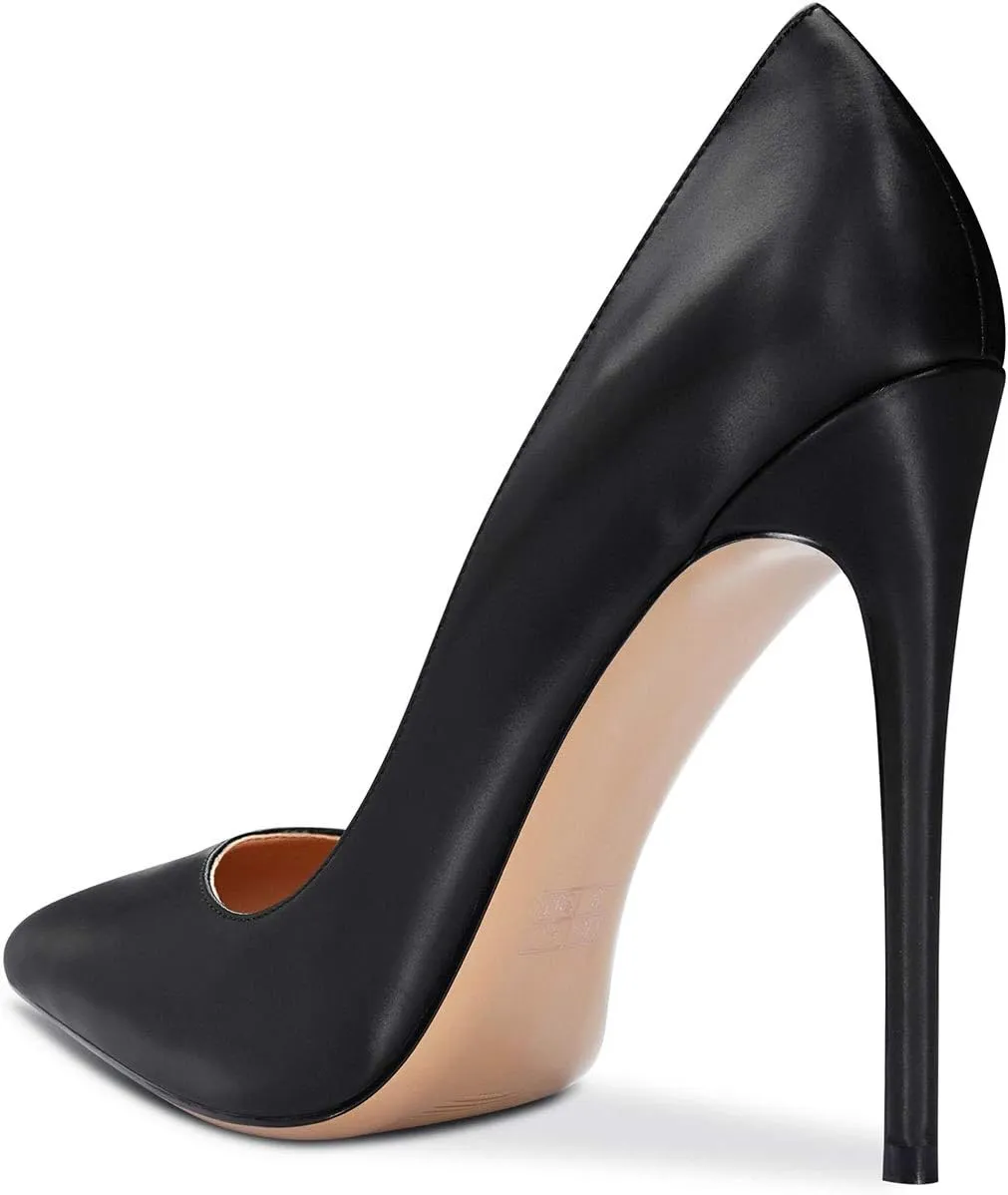 Castamere Womens Sky High Heels Basic Pumps Pointed-Toe Slip-On Stilettos 12CM Heel Shoes