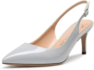 Castamere Womens Slingback Slip-on Kitten Heels Ankle-Strap Pumps Pointed Toe Sandals 6.5CM Stiletto Heel Pump