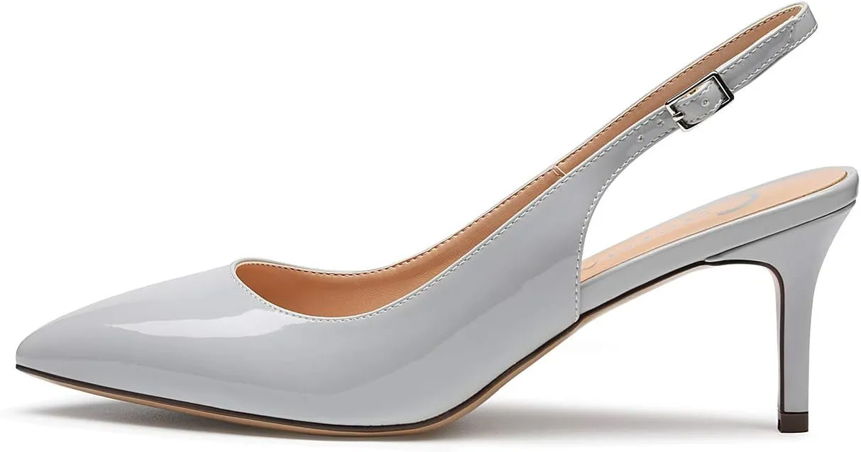 Castamere Womens Slingback Slip-on Kitten Heels Ankle-Strap Pumps Pointed Toe Sandals 6.5CM Stiletto Heel Pump