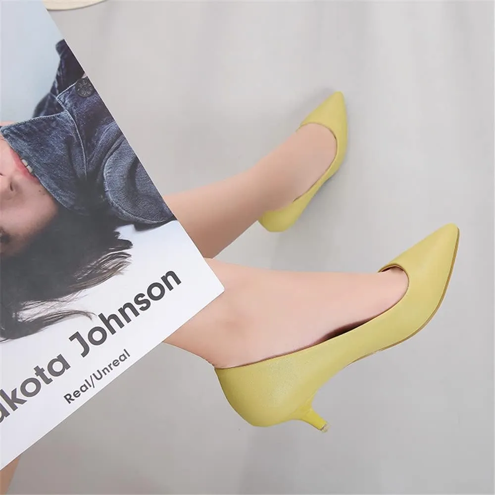 ChaiRong Zhou Women's Elegant Candy Color Pointy Toe Low Kitten Heeled Dress Pumps,Fashion Slip on Working Pump Shoes