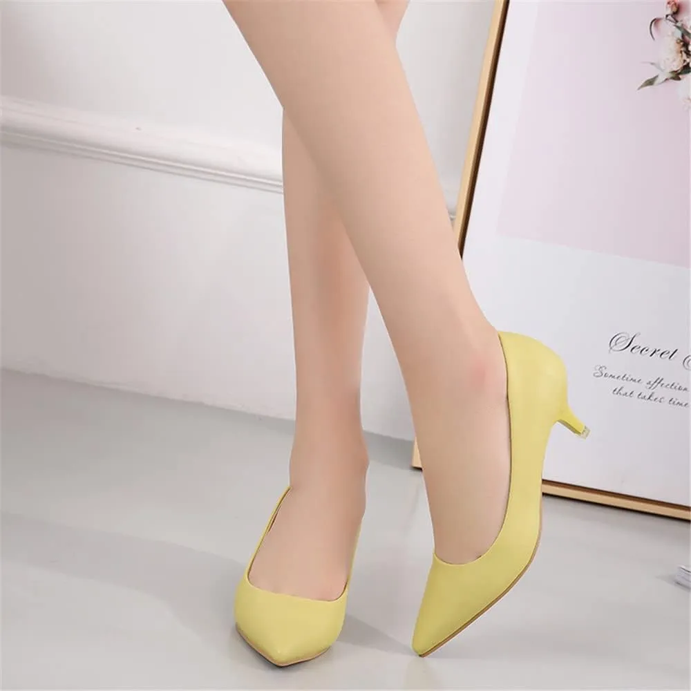 ChaiRong Zhou Women's Elegant Candy Color Pointy Toe Low Kitten Heeled Dress Pumps,Fashion Slip on Working Pump Shoes