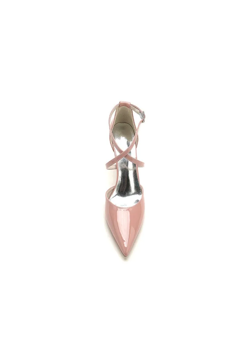 Champagne Patent Leather Wedding Shoes with Straps