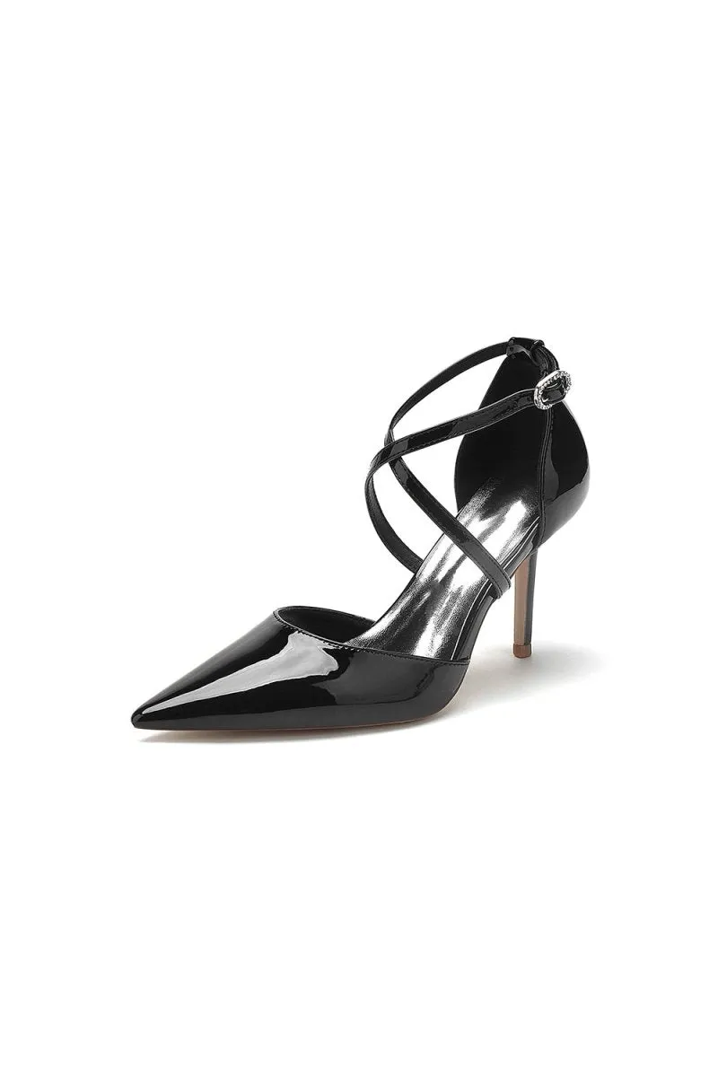 Champagne Patent Leather Wedding Shoes with Straps