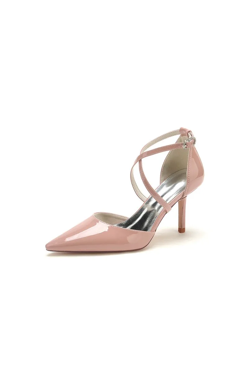 Champagne Patent Leather Wedding Shoes with Straps