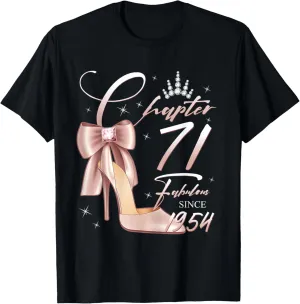 Chapter 71 Fabulous Birthday Queen Since 1954 Glam High Heel T-Shirt