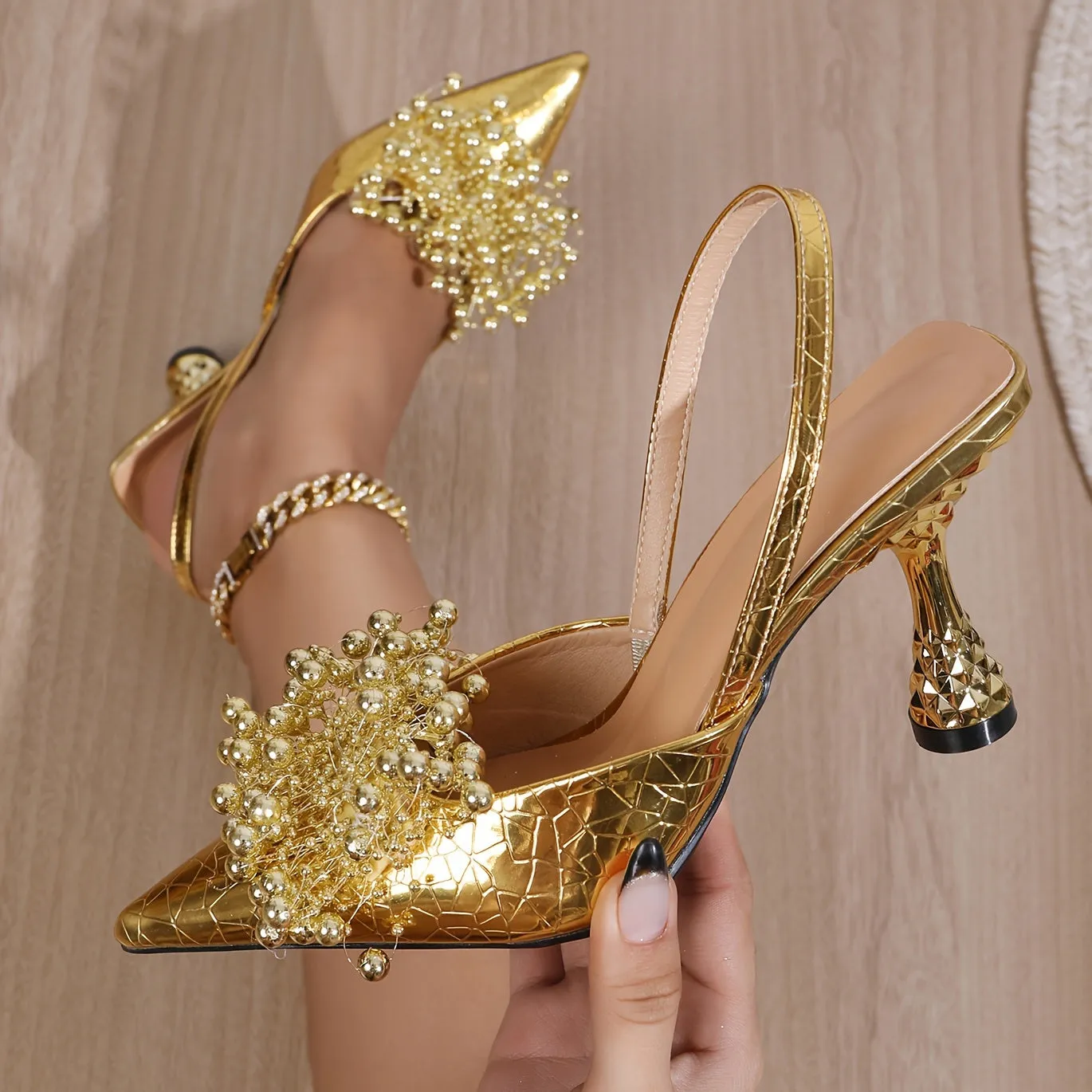 Chic Womens Slingback High Heels - Solid Color Pointed Toe Slip-On Sandals - Perfect for Parties & Banquets - Elegant & Comfortable Dress Shoes