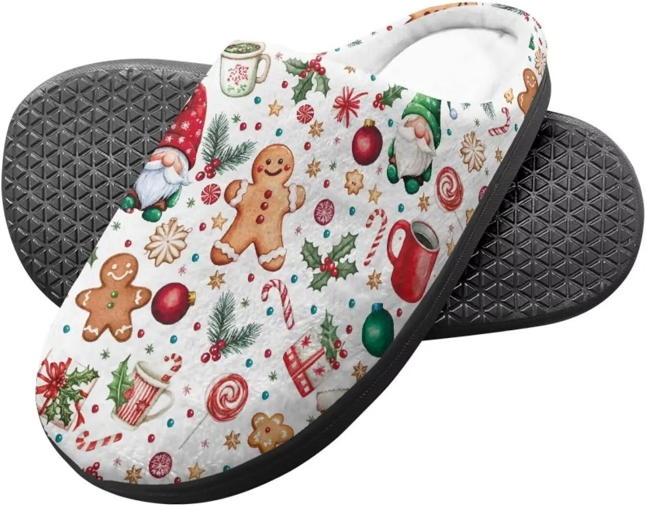 Christmas Kids Fuzzy Warm House Slippers for Girls Non Slip Rubber Sole Home Slippers for Toddlers Size 9-15