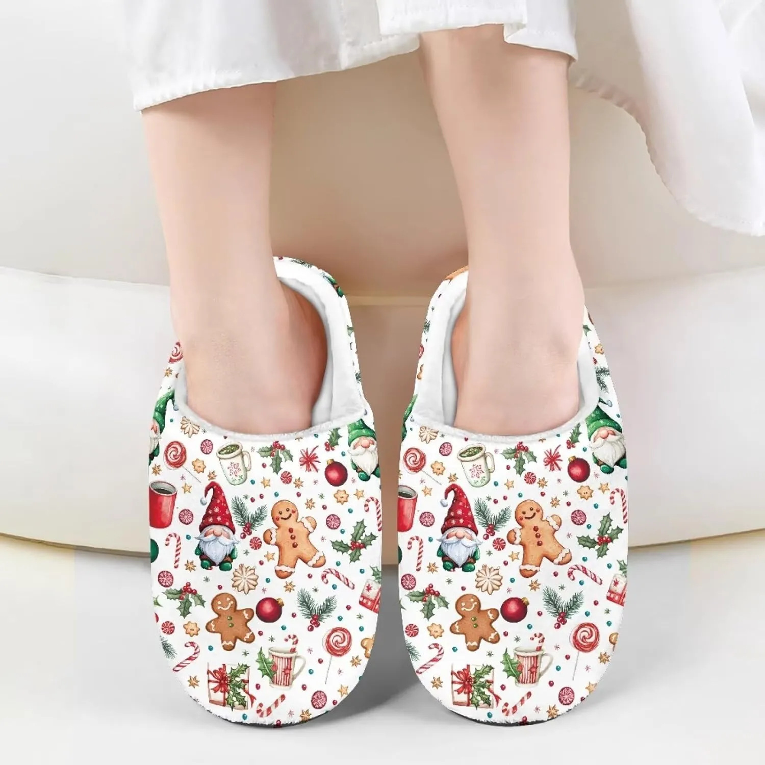 Christmas Kids Fuzzy Warm House Slippers for Girls Non Slip Rubber Sole Home Slippers for Toddlers Size 9-15