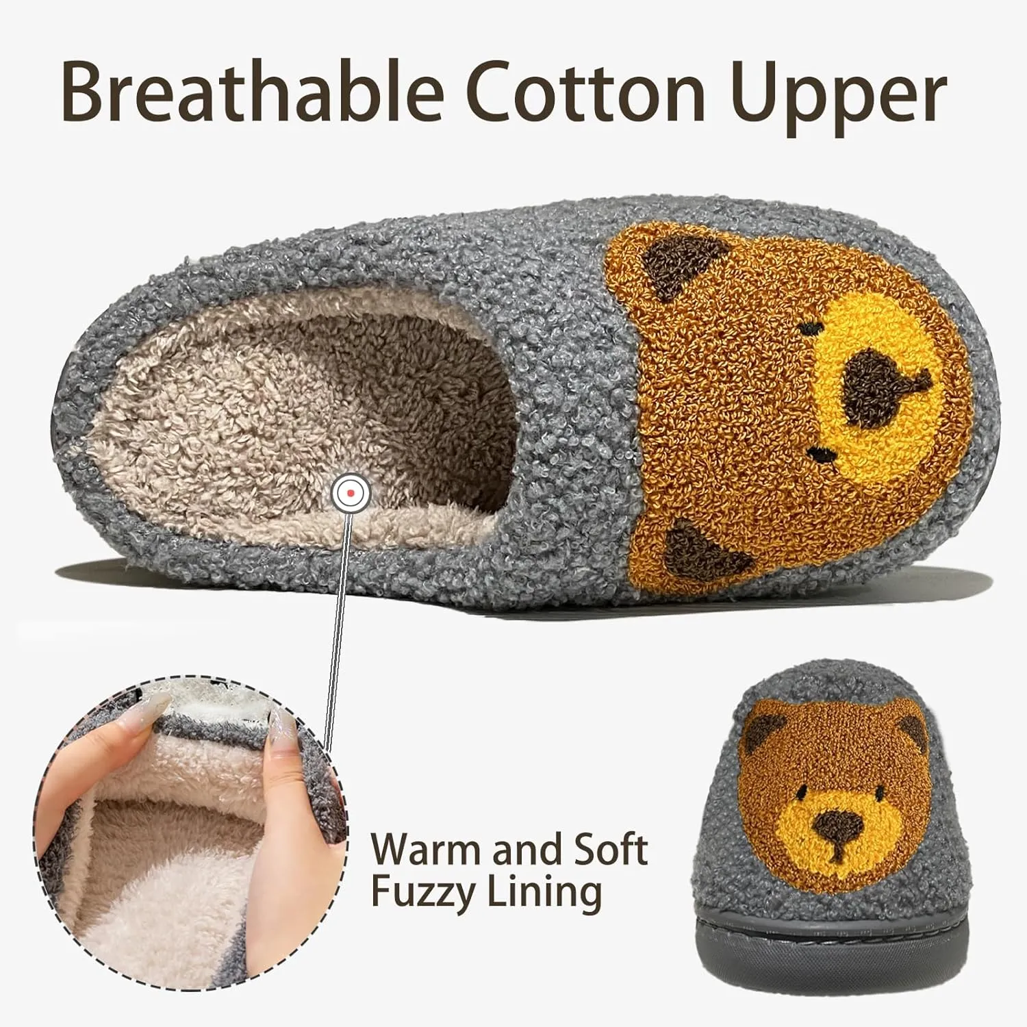 Christmas Slippers Reindeer Slippers for Women and Men Holiday Halloween Slippers Indoor Bedroom Fluffy Warm Fleece Slippers Winter Soft Cozy Home Non-Slip Soft Plush Slip-on Wool Lined House Shoes