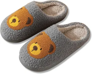 Christmas Slippers Reindeer Slippers for Women and Men Holiday Halloween Slippers Indoor Bedroom Fluffy Warm Fleece Slippers Winter Soft Cozy Home Non-Slip Soft Plush Slip-on Wool Lined House Shoes