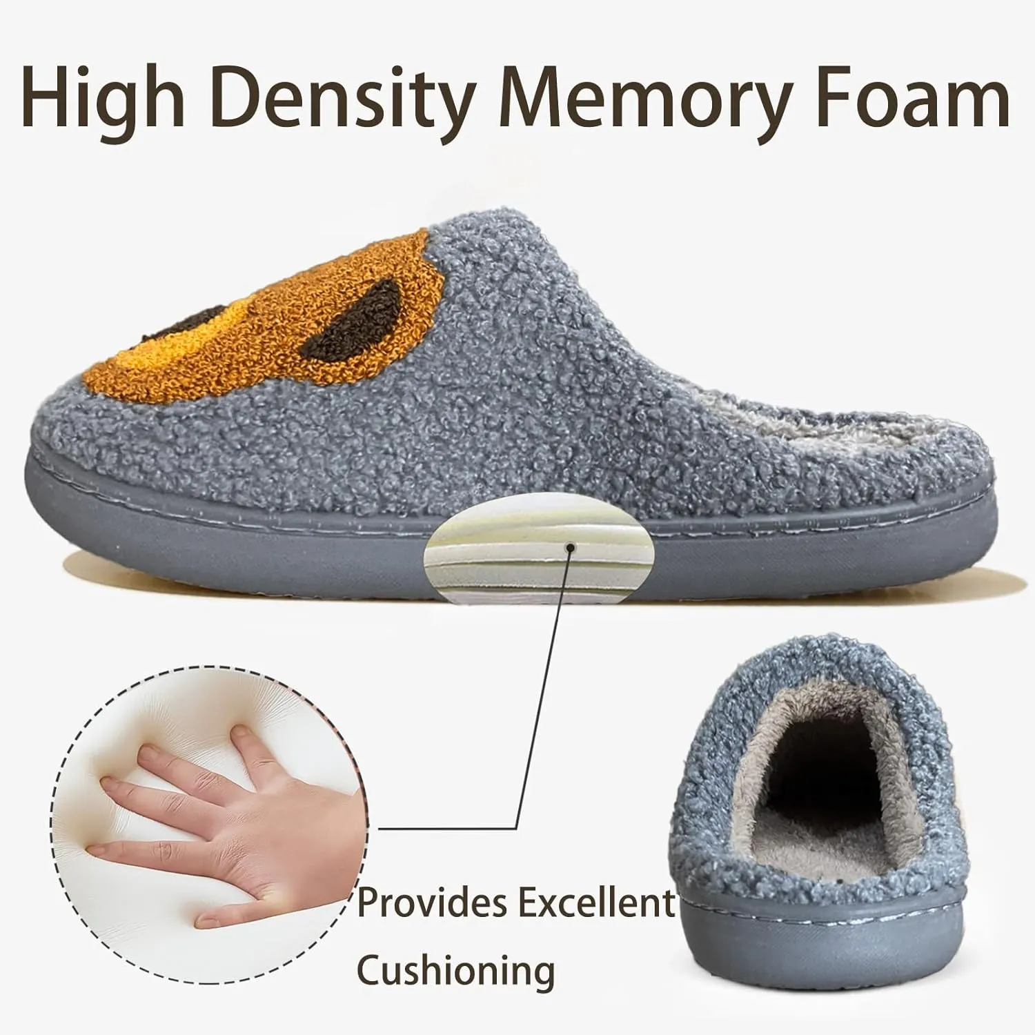 Christmas Slippers Reindeer Slippers for Women and Men Holiday Halloween Slippers Indoor Bedroom Fluffy Warm Fleece Slippers Winter Soft Cozy Home Non-Slip Soft Plush Slip-on Wool Lined House Shoes