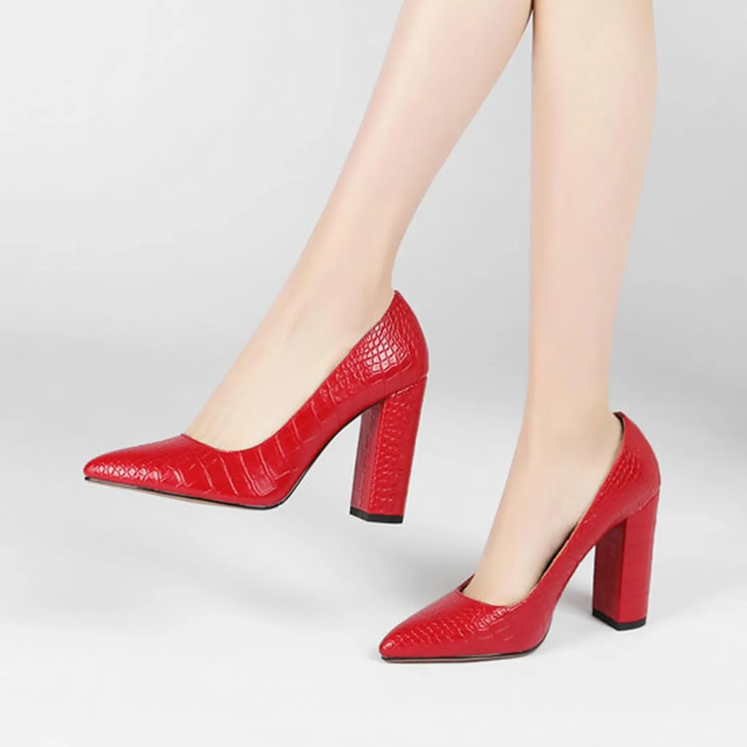Chunky Heel Pumps for Women Pointed Closed Toe Slip On High Heel Formal Dressy Shoes Leather Suede Party Event Wedding Prom Office