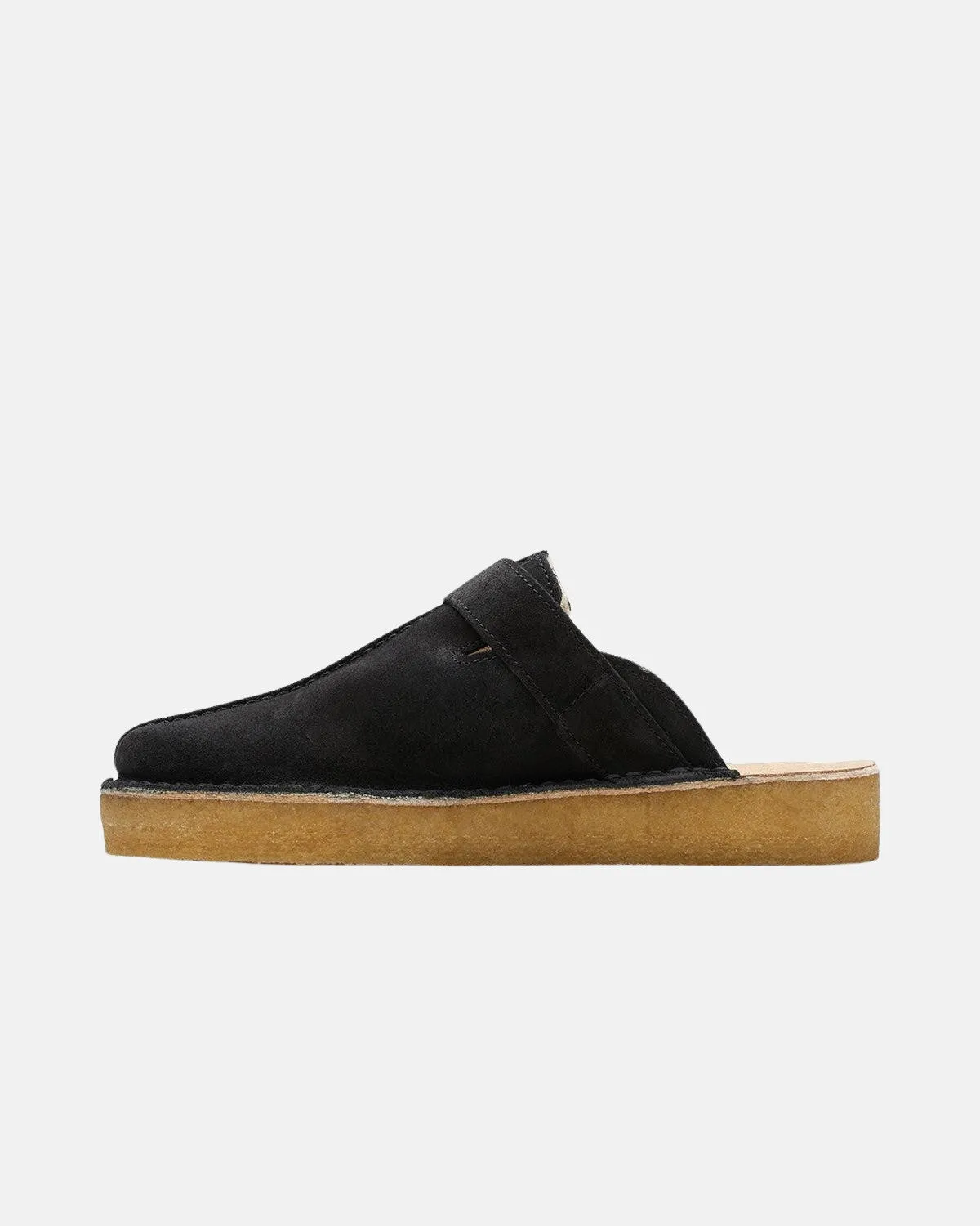 CLARKS ORIGINALS WOMENS TREK MULE SHOES BLACK SUEDE WARM LINED