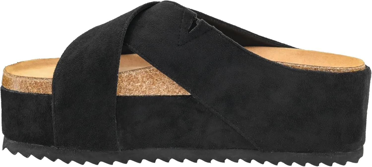 Corkys Footwear Don't Cross Me 2-Inch Platform Sandals with Chic Crisscrossed Faux Suede Straps – Cute and Comfortable