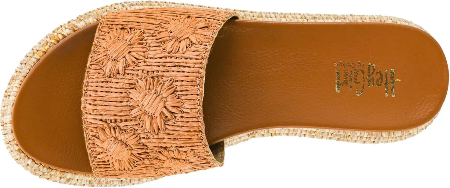 Corkys Footwear Women's BRB Sandal - Comfortable 1.5-inch Platform and a Soft Insole Designed for All-Day Wear, Chic Raffia Woven Strap and Raffia Wrapped Outsole