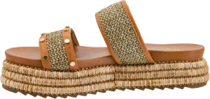Corkys Footwear Women's Walk Of Shame Sandals - Comfortable 1.5-inch Platform and a Soft Insole Designed for All-Day Wear, Two Chic Straps and Raffia Wrapped Outsole