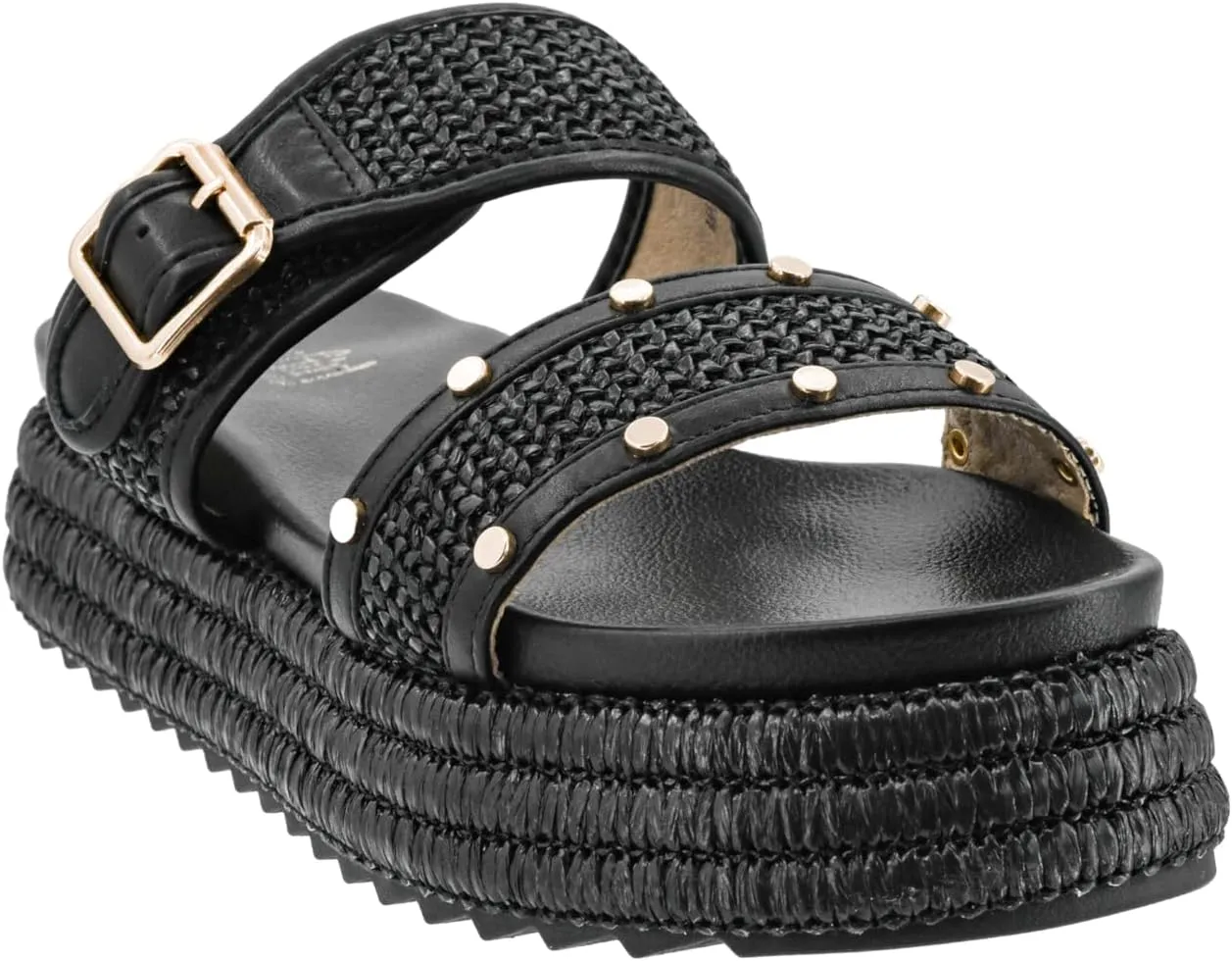 Corkys Footwear Women's Walk Of Shame Sandals - Comfortable 1.5-inch Platform and a Soft Insole Designed for All-Day Wear, Two Chic Straps and Raffia Wrapped Outsole