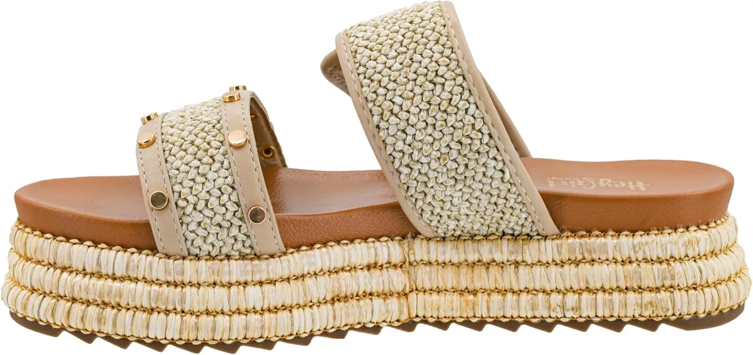 Corkys Footwear Women's Walk Of Shame Sandals - Comfortable 1.5-inch Platform and a Soft Insole Designed for All-Day Wear, Two Chic Straps and Raffia Wrapped Outsole