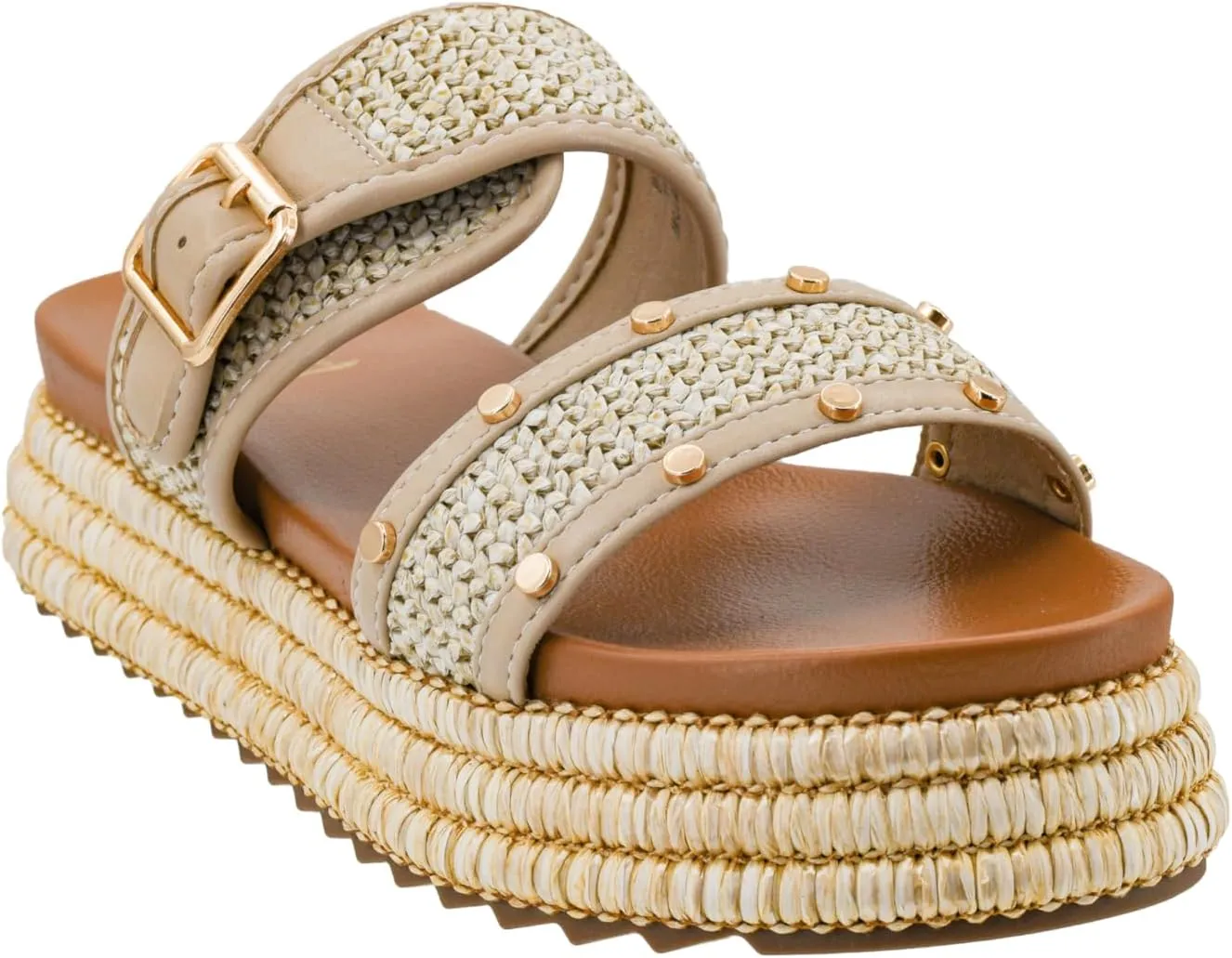 Corkys Footwear Women's Walk Of Shame Sandals - Comfortable 1.5-inch Platform and a Soft Insole Designed for All-Day Wear, Two Chic Straps and Raffia Wrapped Outsole