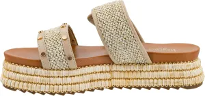 Corkys Footwear Women's Walk Of Shame Sandals - Comfortable 1.5-inch Platform and a Soft Insole Designed for All-Day Wear, Two Chic Straps and Raffia Wrapped Outsole