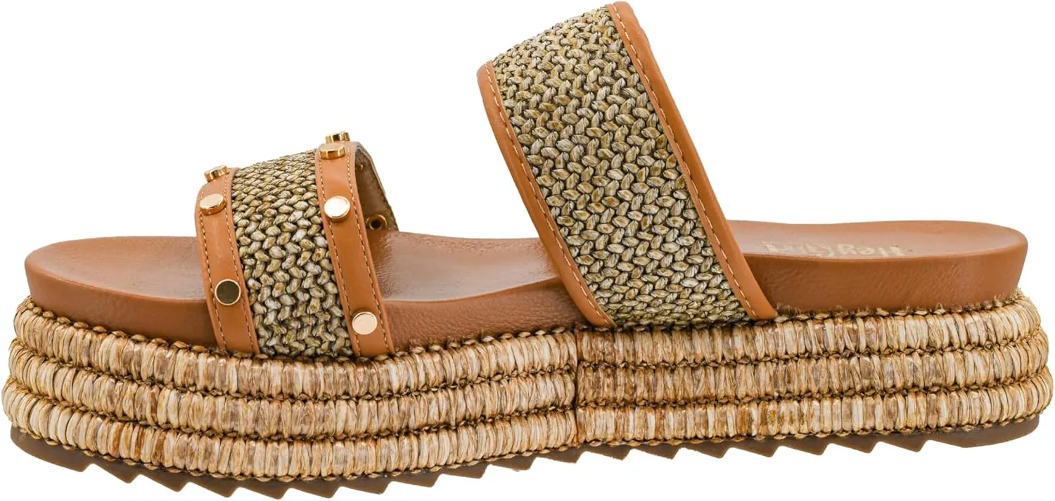 Corkys Footwear Women's Walk Of Shame Sandals - Comfortable 1.5-inch Platform and a Soft Insole Designed for All-Day Wear, Two Chic Straps and Raffia Wrapped Outsole