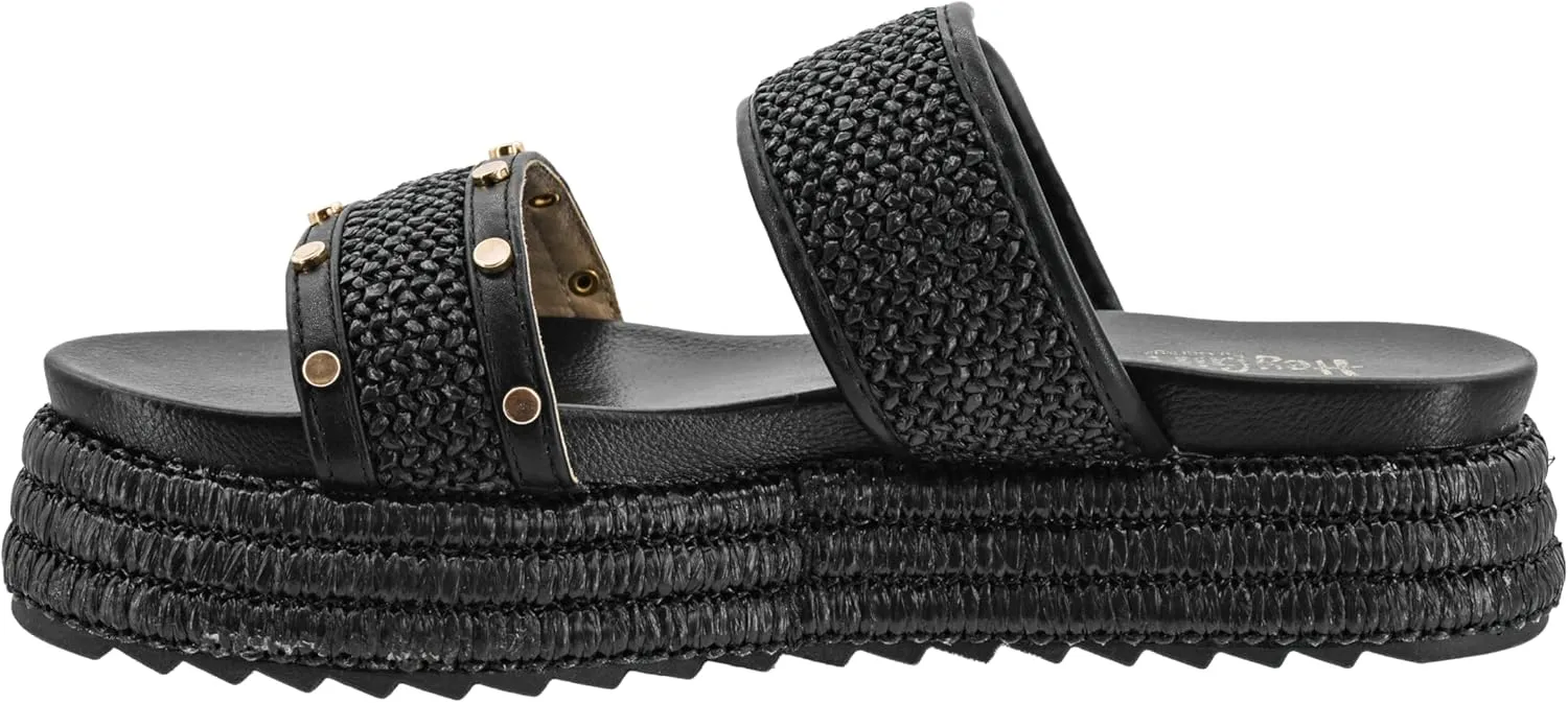 Corkys Footwear Women's Walk Of Shame Sandals - Comfortable 1.5-inch Platform and a Soft Insole Designed for All-Day Wear, Two Chic Straps and Raffia Wrapped Outsole