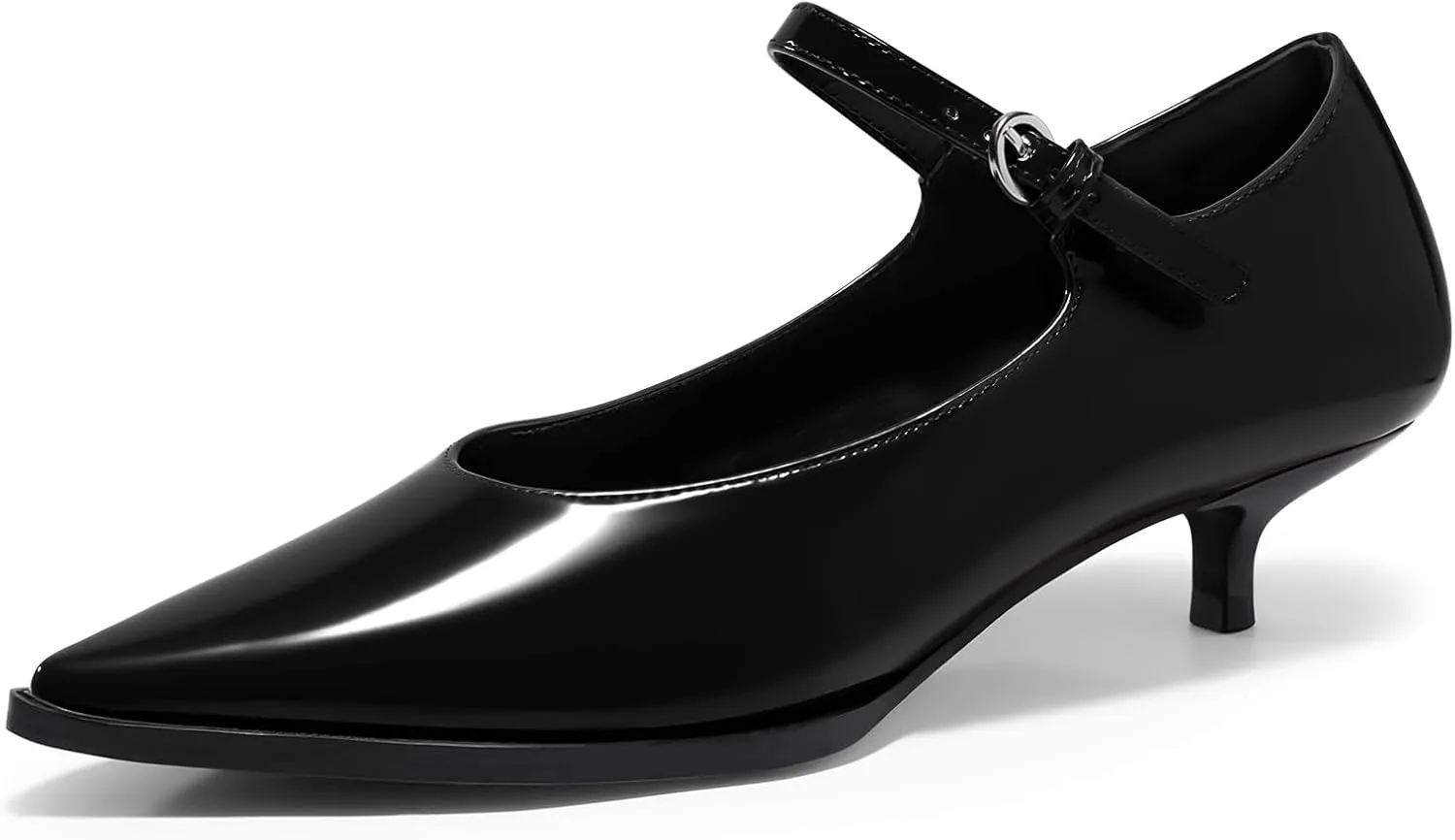 Coutgo Womens Kitten Low Heels Dress Shoes Mary Jane Ankle Buckle Strap Pumps Party Wedding Elegant Shoes