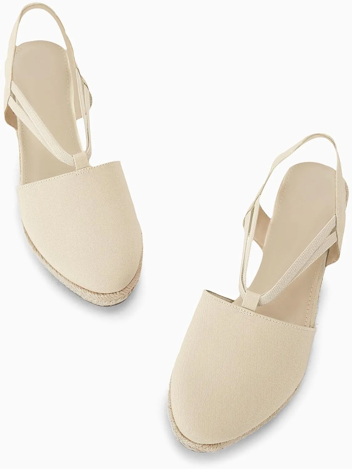 Coutgo Women's Platform Wedge Espadrille Sandals Slingback Slip on Closed Toe Strap Shoes