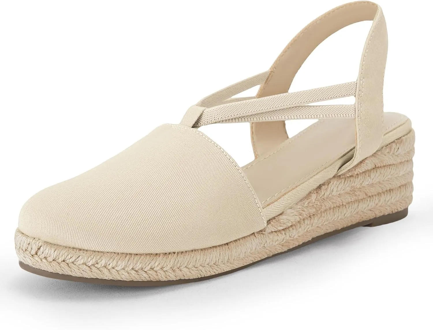 Coutgo Women's Platform Wedge Espadrille Sandals Slingback Slip on Closed Toe Strap Shoes