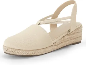 Coutgo Women's Platform Wedge Espadrille Sandals Slingback Slip on Closed Toe Strap Shoes