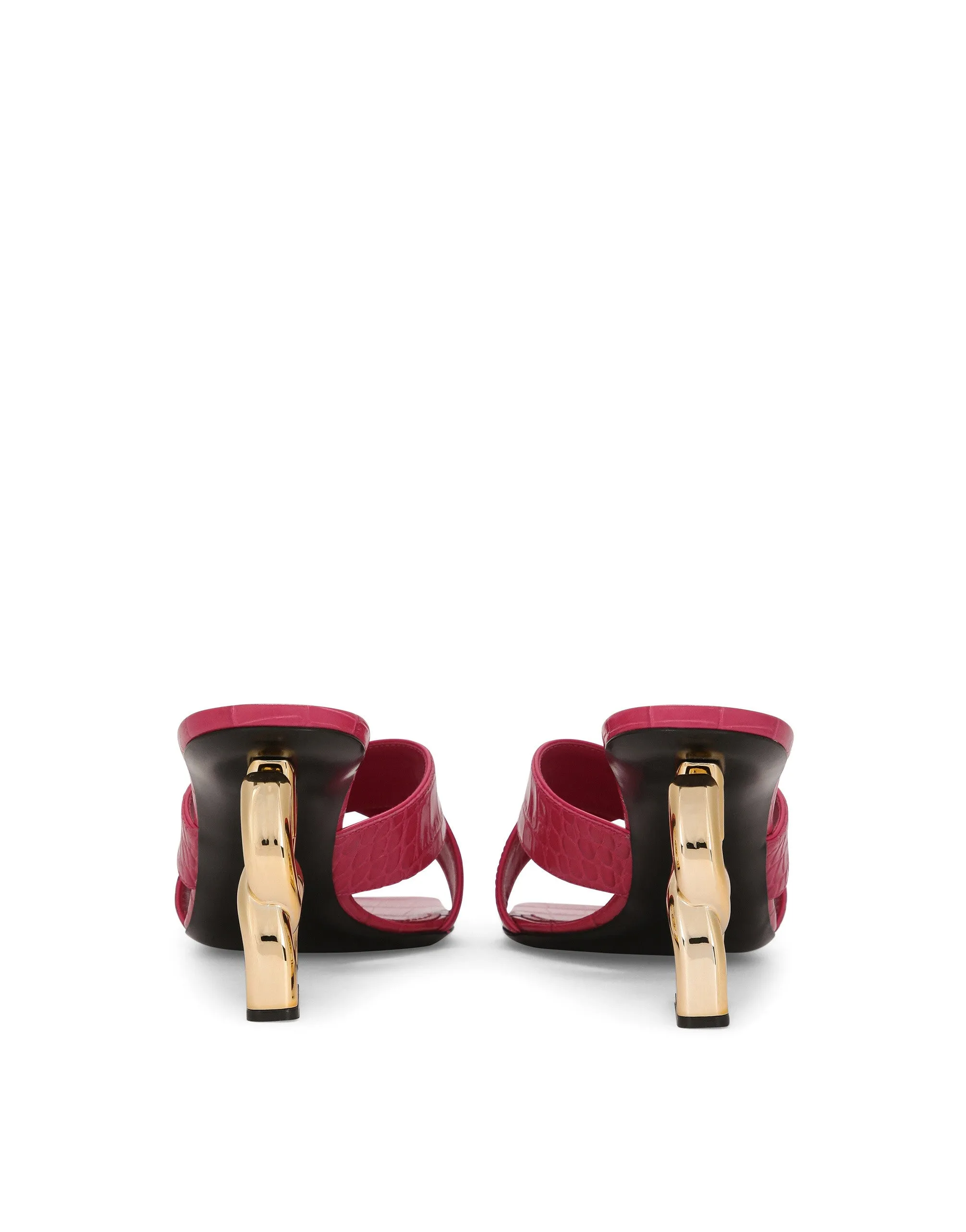 Crocodile-print calfskin mules with DG pop heel