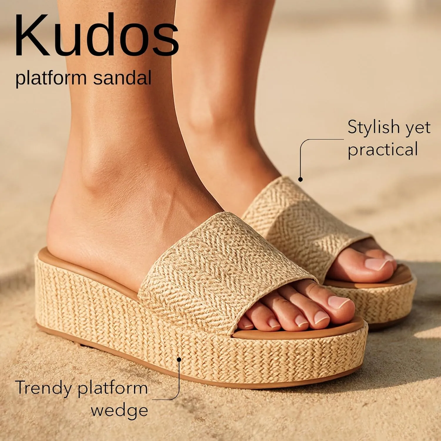 CUSHIONAIRE KUDOS Women’s Platform Sandals – Wedge Sandals for Women, Comfortable Slip-On Shoes, Dressy Summer Sandals with Cushioned Footbed