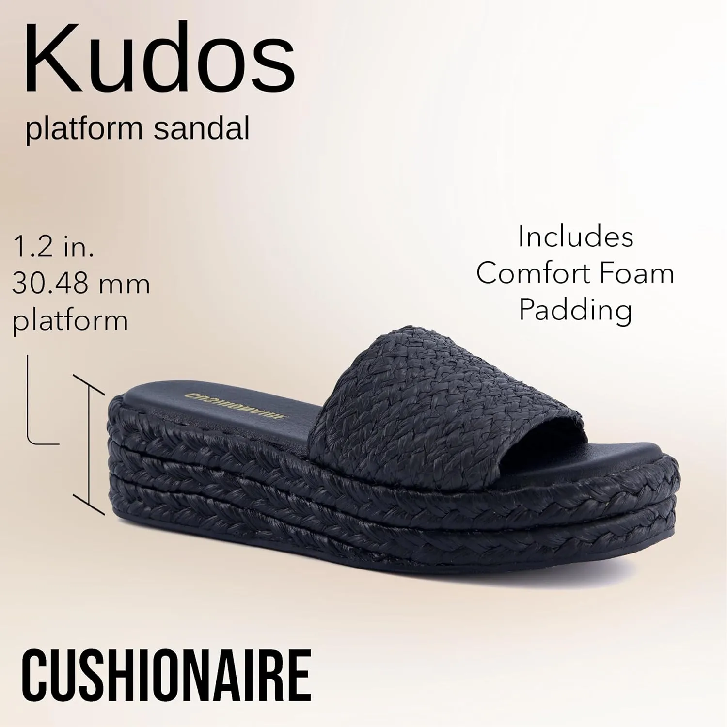 CUSHIONAIRE KUDOS Women’s Platform Sandals – Wedge Sandals for Women, Comfortable Slip-On Shoes, Dressy Summer Sandals with Cushioned Footbed