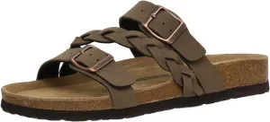 CUSHIONAIRE Women's Lizzy Cork Footbed Sandal - Comfortable, Adjustable Straps, Arch Support, Wide Widths Available, Boho Chic Summer Slides