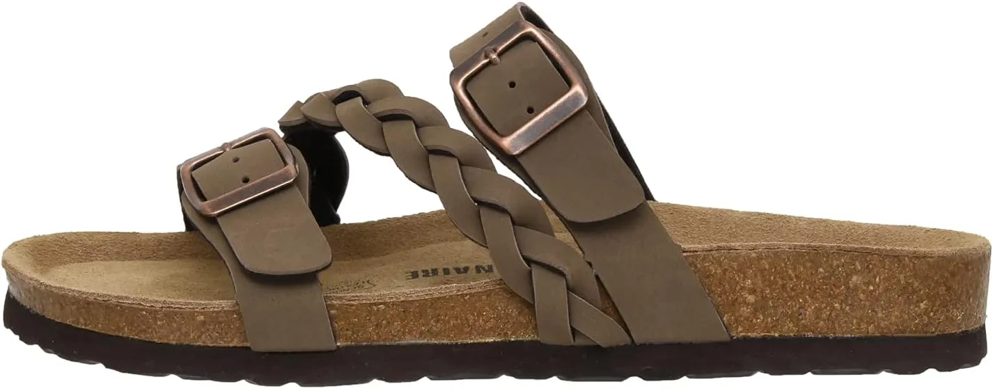 CUSHIONAIRE Women's Lizzy Cork Footbed Sandal - Comfortable, Adjustable Straps, Arch Support, Wide Widths Available, Boho Chic Summer Slides
