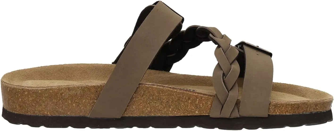 CUSHIONAIRE Women's Lizzy Cork Footbed Sandal - Comfortable, Adjustable Straps, Arch Support, Wide Widths Available, Boho Chic Summer Slides