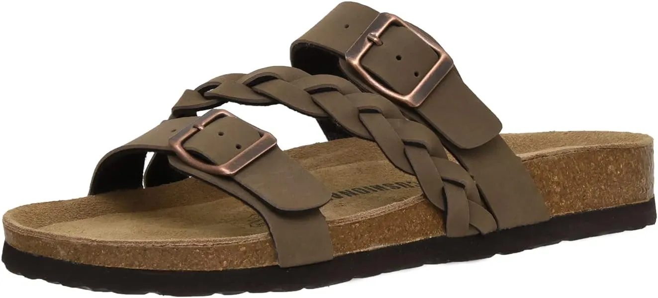 CUSHIONAIRE Women's Lizzy Cork Footbed Sandal - Comfortable, Adjustable Straps, Arch Support, Wide Widths Available, Boho Chic Summer Slides