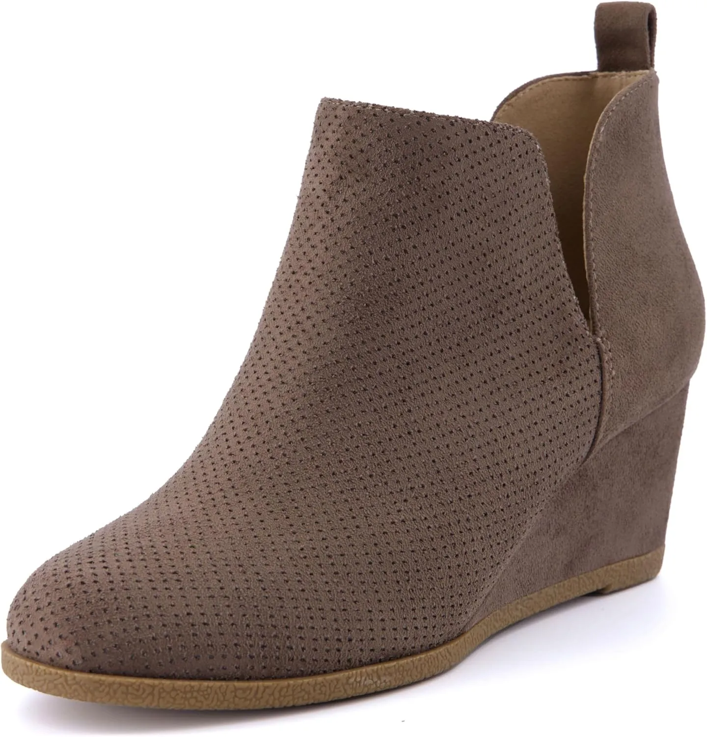 CUSHIONAIRE Women's Tito Wedge Bootie - Soft Vegan Suede, Memory Foam, Wide Width Available