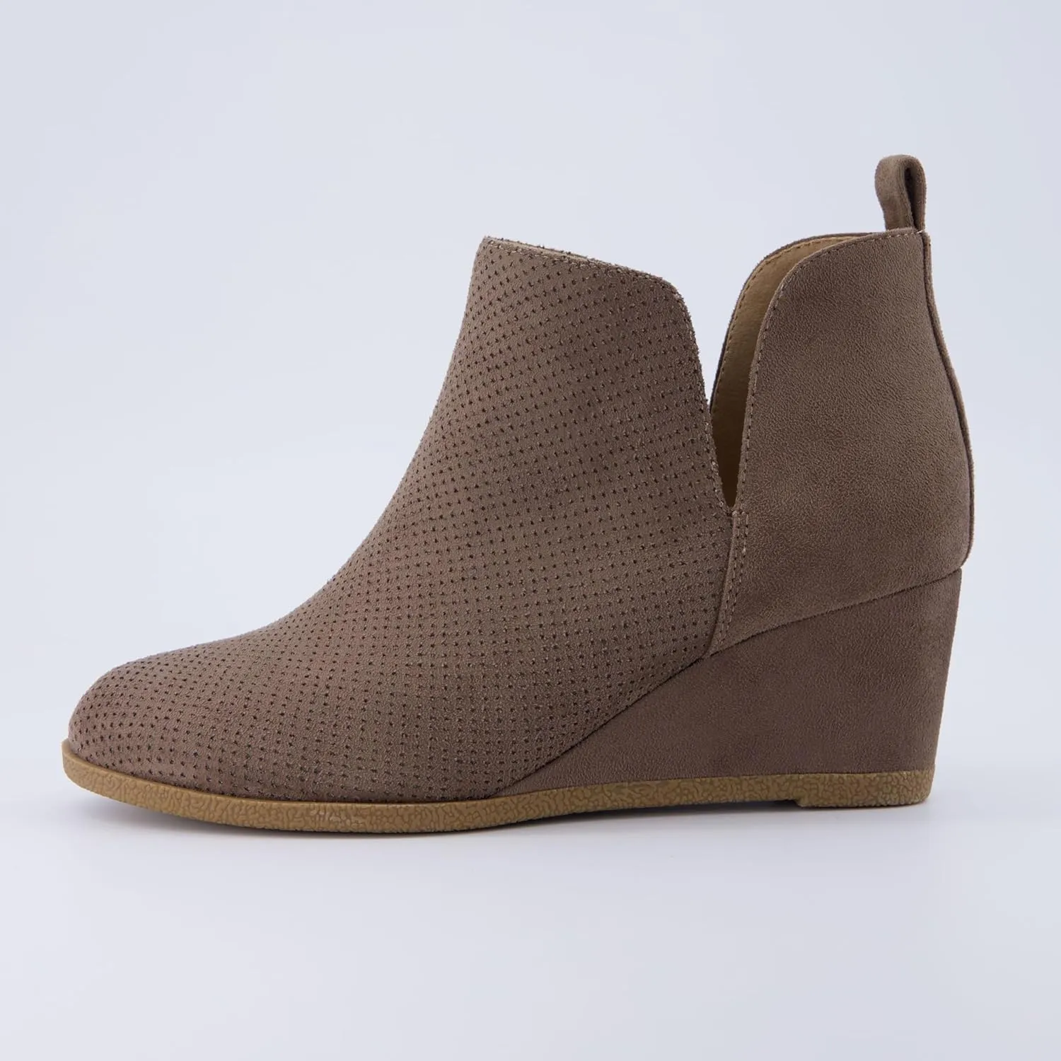 CUSHIONAIRE Women's Tito Wedge Bootie - Soft Vegan Suede, Memory Foam, Wide Width Available