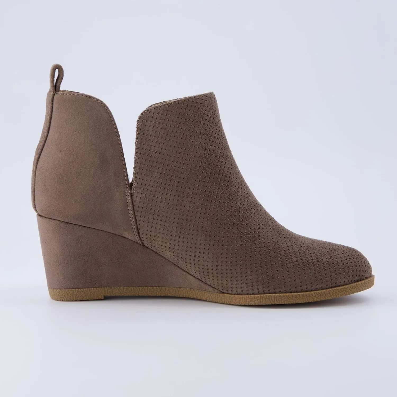 CUSHIONAIRE Women's Tito Wedge Bootie - Soft Vegan Suede, Memory Foam, Wide Width Available