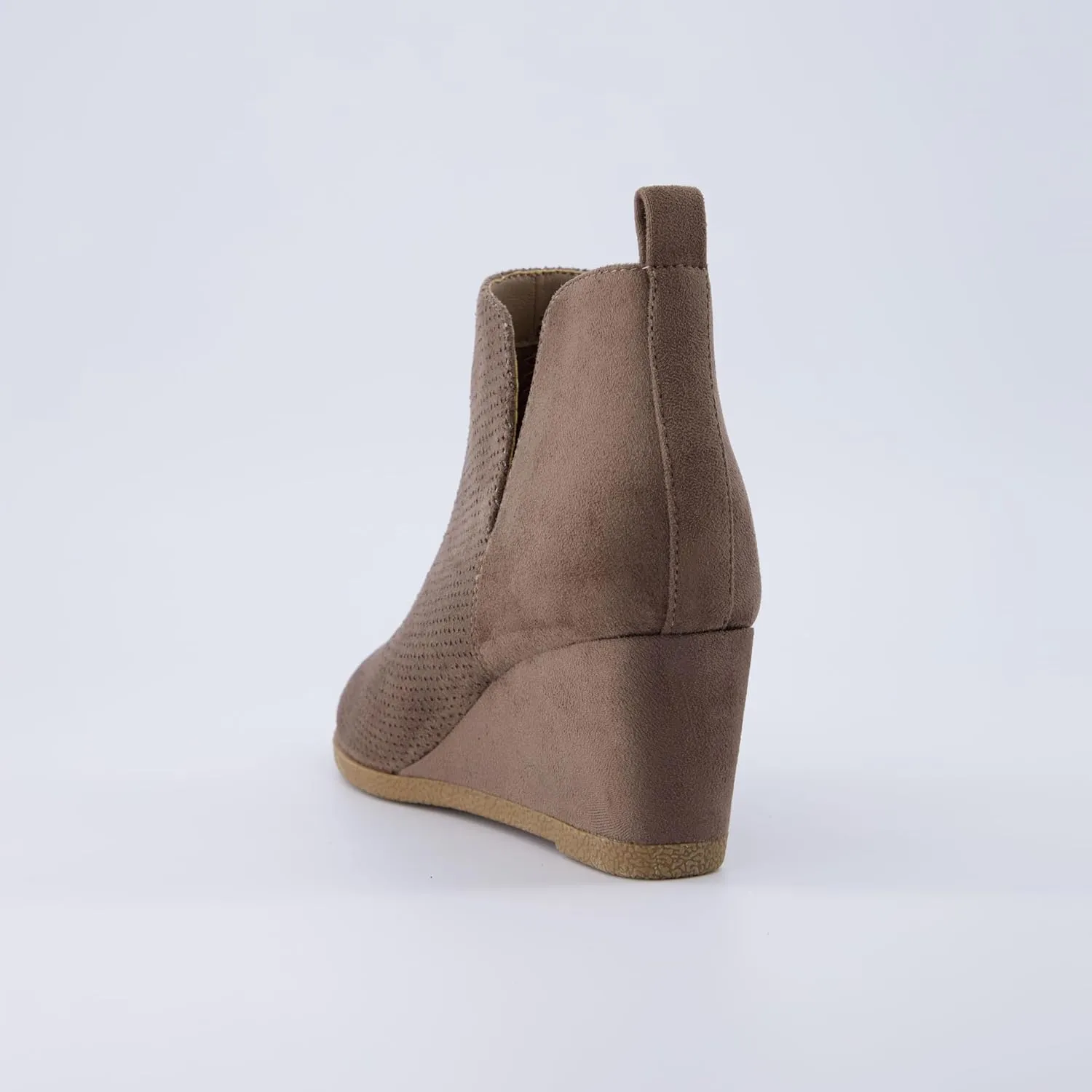 CUSHIONAIRE Women's Tito Wedge Bootie - Soft Vegan Suede, Memory Foam, Wide Width Available