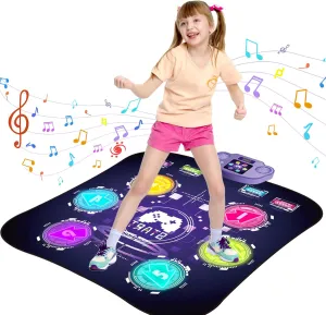 Dance Mat for Kids, Electronic Dance Mat for Girls Ages 3-12, Kids Dance Mat with Light Up 6 Button, Wireless Bluetooth, 5 Game Modes, Music Dance Pad Toy Christmas Birthday Gifts for Girls and Boys