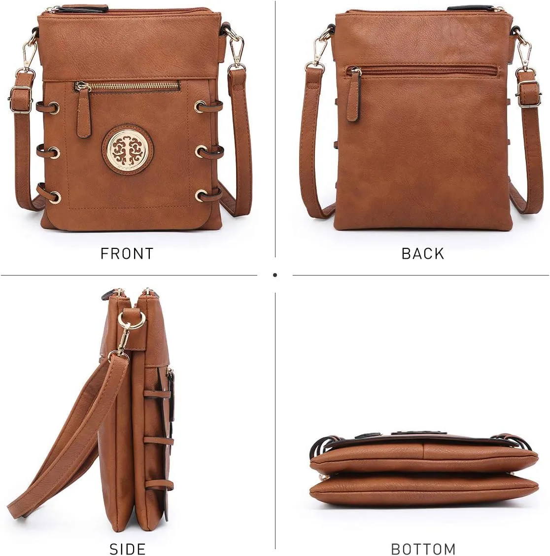Dasein Women Lightweight Shoulder Purse Soft PU Leather Crossbody Bag Multi Pocket Travel Purses with Double Zipper